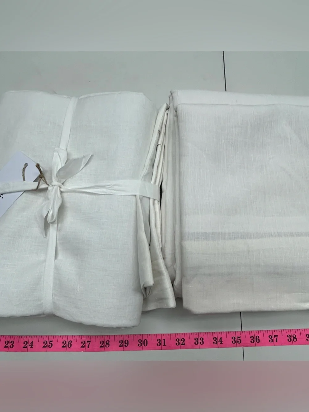 NWT QUINCE Set Of 2 48x96 European Linen True Blackout Curtains Cream 9191